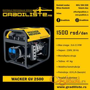 Wacker Neuson GV 2500 - agregat 3.6 kw - izdavanje